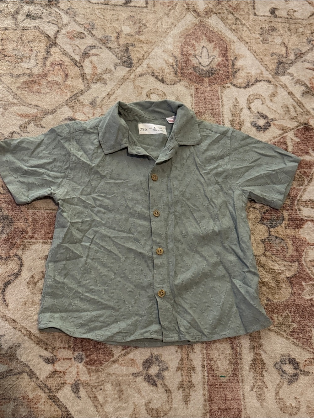 Zara Short Sleeve Button-Up Shirt - Sage Green